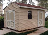 14x10 Ranch or Saltbox Shed with window, two doors and vinyl siding built in Virginia by Sheds by Ken