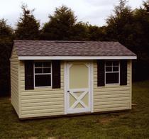 14x10 Ranch or Saltbox Shed with window and vinyl siding built in Virginia by Sheds by Ken