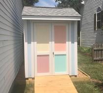 6x8 Ranch or Saltbox Shed with ramp and SmartSide wood siding built in Virginia by Sheds by Ken