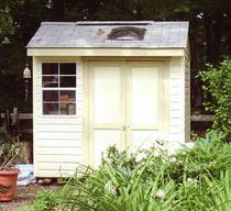 8x8 Ranch or Saltbox Shed with window, skylight and vinyl siding built in Virginia by Sheds by Ken