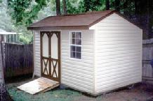 12x8 Ranch or Saltbox Shed with window, ramp and vinyl siding built in Virginia by Sheds by Ken