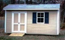 16x8 Ranch or Saltbox Shed with window, ramp and vinyl siding built in Virginia by Sheds by Ken